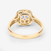Bids.com 1.31 Carat Genuine Blue Sapphire and White Diamond 18K Yellow Gold Ring Rings White Smoke size 6.00,size 7.00,size 8.00,size 9.00