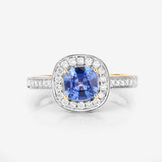 Bids.com 1.31 Carat Genuine Blue Sapphire and White Diamond 18K Yellow Gold Ring Rings White Smoke size 6.00,size 7.00,size 8.00,size 9.00