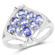 Bids.com 1.53 Carat Genuine Tanzanite .925 Sterling Silver Ring Rings White Smoke size 6.00,size 8.00,size 8.50,size 7.00,size 9.00