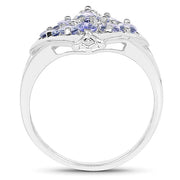 Bids.com 1.53 Carat Genuine Tanzanite .925 Sterling Silver Ring Rings White Smoke size 6.00,size 8.00,size 8.50,size 7.00,size 9.00