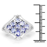 Bids.com 1.53 Carat Genuine Tanzanite .925 Sterling Silver Ring Rings White Smoke size 6.00,size 8.00,size 8.50,size 7.00,size 9.00