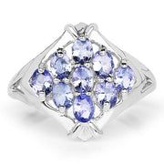 Bids.com 1.53 Carat Genuine Tanzanite .925 Sterling Silver Ring Rings White Smoke size 6.00,size 8.00,size 8.50,size 7.00,size 9.00
