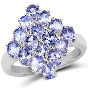 Bids.com 2.72 Carat Genuine Tanzanite .925 Sterling Silver Ring Rings White Smoke size 7.00,size 8.00,size 5.00,size 5.50,size 6.00,size 9.00