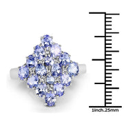Bids.com 2.72 Carat Genuine Tanzanite .925 Sterling Silver Ring Rings White Smoke size 7.00,size 8.00,size 5.00,size 5.50,size 6.00,size 9.00