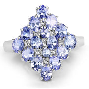 Bids.com 2.72 Carat Genuine Tanzanite .925 Sterling Silver Ring Rings White Smoke size 7.00,size 8.00,size 5.00,size 5.50,size 6.00,size 9.00