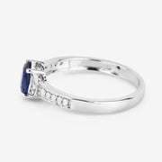Bids.com 1.05 Carat Genuine Blue Sapphire and White Diamond 10K White Gold Ring Rings White Smoke size 5.00,size 6.00,size 7.00,size 8.00,size 9.00
