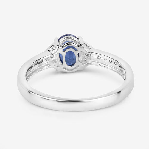 Bids.com 1.05 Carat Genuine Blue Sapphire and White Diamond 10K White Gold Ring Rings White Smoke size 5.00,size 6.00,size 7.00,size 8.00,size 9.00