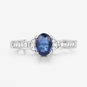 Bids.com 1.05 Carat Genuine Blue Sapphire and White Diamond 10K White Gold Ring Rings White Smoke size 5.00,size 6.00,size 7.00,size 8.00,size 9.00