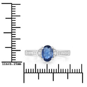 Bids.com 1.05 Carat Genuine Blue Sapphire and White Diamond 10K White Gold Ring Rings White Smoke size 5.00,size 6.00,size 7.00,size 8.00,size 9.00