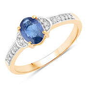 Bids.com 1.05 Carat Genuine Blue Sapphire and White Diamond 10K Yellow Gold Ring Rings White Smoke size 5.00,size 6.00,size 7.00,size 8.00,size 9.00