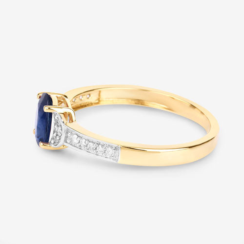 Bids.com 1.05 Carat Genuine Blue Sapphire and White Diamond 10K Yellow Gold Ring Rings White Smoke size 5.00,size 6.00,size 7.00,size 8.00,size 9.00