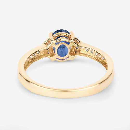 Bids.com 1.05 Carat Genuine Blue Sapphire and White Diamond 10K Yellow Gold Ring Rings White Smoke size 5.00,size 6.00,size 7.00,size 8.00,size 9.00