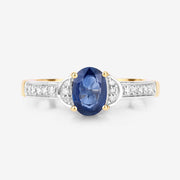 Bids.com 1.05 Carat Genuine Blue Sapphire and White Diamond 10K Yellow Gold Ring Rings White Smoke size 5.00,size 6.00,size 7.00,size 8.00,size 9.00
