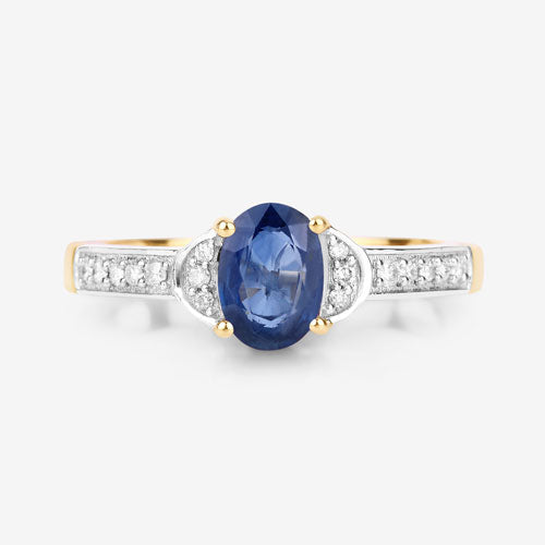 Bids.com 1.05 Carat Genuine Blue Sapphire and White Diamond 10K Yellow Gold Ring Rings White Smoke size 5.00,size 6.00,size 7.00,size 8.00,size 9.00