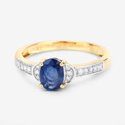 Bids.com 1.05 Carat Genuine Blue Sapphire and White Diamond 10K Yellow Gold Ring Rings White Smoke size 5.00,size 6.00,size 7.00,size 8.00,size 9.00