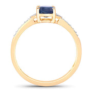 Bids.com 1.05 Carat Genuine Blue Sapphire and White Diamond 10K Yellow Gold Ring Rings White Smoke size 5.00,size 6.00,size 7.00,size 8.00,size 9.00