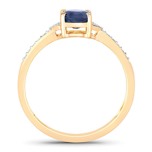 Bids.com 1.05 Carat Genuine Blue Sapphire and White Diamond 10K Yellow Gold Ring Rings White Smoke size 5.00,size 6.00,size 7.00,size 8.00,size 9.00