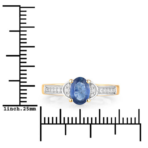 Bids.com 1.05 Carat Genuine Blue Sapphire and White Diamond 10K Yellow Gold Ring Rings White Smoke size 5.00,size 6.00,size 7.00,size 8.00,size 9.00