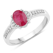 Bids.com 0.95 Carat Genuine Ruby and White Diamond 10K White Gold Ring Rings White Smoke size 5.00,size 6.00,size 7.00,size 8.00,size 9.00