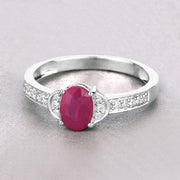 Bids.com 0.95 Carat Genuine Ruby and White Diamond 10K White Gold Ring Rings Gray size 5.00,size 6.00,size 7.00,size 8.00,size 9.00