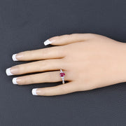 Bids.com 0.95 Carat Genuine Ruby and White Diamond 10K White Gold Ring Rings Wheat size 5.00,size 6.00,size 7.00,size 8.00,size 9.00