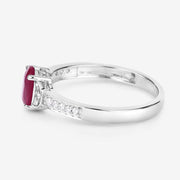 Bids.com 0.95 Carat Genuine Ruby and White Diamond 10K White Gold Ring Rings White Smoke size 5.00,size 6.00,size 7.00,size 8.00,size 9.00