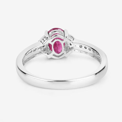 Bids.com 0.95 Carat Genuine Ruby and White Diamond 10K White Gold Ring Rings White Smoke size 5.00,size 6.00,size 7.00,size 8.00,size 9.00