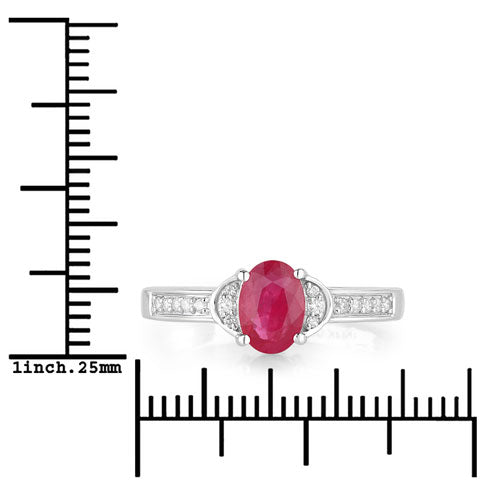 Bids.com 0.95 Carat Genuine Ruby and White Diamond 10K White Gold Ring Rings White Smoke size 5.00,size 6.00,size 7.00,size 8.00,size 9.00