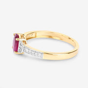 Bids.com 0.95 Carat Genuine Ruby and White Diamond 10K Yellow Gold Ring Rings White Smoke size 5.00,size 6.00,size 7.00,size 8.00,size 9.00