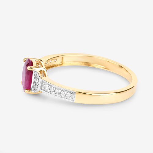 Bids.com 0.95 Carat Genuine Ruby and White Diamond 10K Yellow Gold Ring Rings White Smoke size 5.00,size 6.00,size 7.00,size 8.00,size 9.00