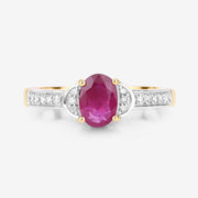 Bids.com 0.95 Carat Genuine Ruby and White Diamond 10K Yellow Gold Ring Rings White Smoke size 5.00,size 6.00,size 7.00,size 8.00,size 9.00