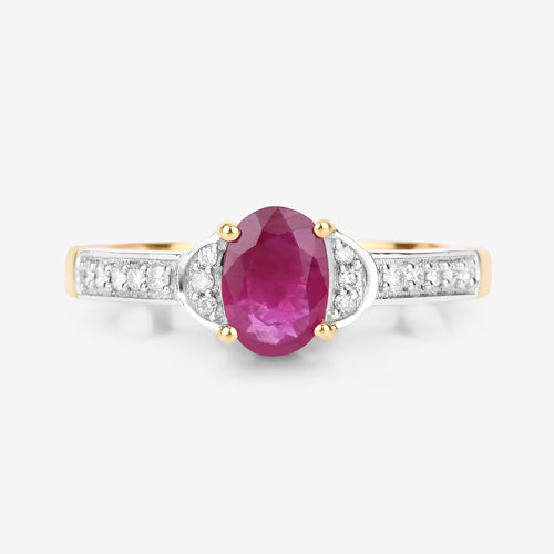Bids.com 0.95 Carat Genuine Ruby and White Diamond 10K Yellow Gold Ring Rings White Smoke size 5.00,size 6.00,size 7.00,size 8.00,size 9.00