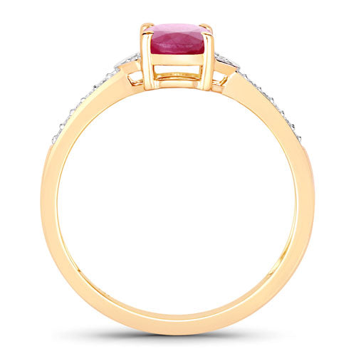 Bids.com 0.95 Carat Genuine Ruby and White Diamond 10K Yellow Gold Ring Rings White Smoke size 5.00,size 6.00,size 7.00,size 8.00,size 9.00