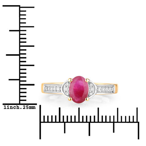 Bids.com 0.95 Carat Genuine Ruby and White Diamond 10K Yellow Gold Ring Rings White Smoke size 5.00,size 6.00,size 7.00,size 8.00,size 9.00