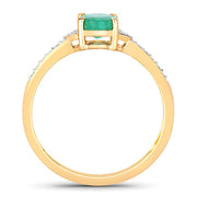 Bids.com 0.82 Carat Genuine Zambian Emerald and White Diamond 14K Yellow Gold Ring Rings White Smoke size 6.00,size 7.00,size 8.00