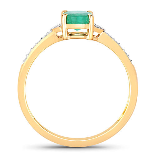 Bids.com 0.82 Carat Genuine Zambian Emerald and White Diamond 14K Yellow Gold Ring Rings White Smoke size 6.00,size 7.00,size 8.00