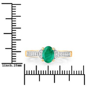 Bids.com 0.82 Carat Genuine Zambian Emerald and White Diamond 14K Yellow Gold Ring Rings White Smoke size 6.00,size 7.00,size 8.00