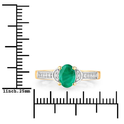 Bids.com 0.82 Carat Genuine Zambian Emerald and White Diamond 14K Yellow Gold Ring Rings White Smoke size 6.00,size 7.00,size 8.00