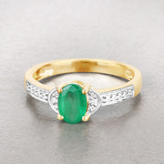 Bids.com 0.82 Carat Genuine Zambian Emerald and White Diamond 14K Yellow Gold Ring Rings Gray size 6.00,size 7.00,size 8.00