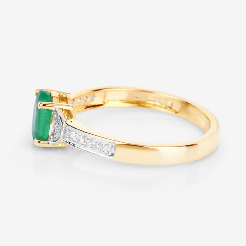 Bids.com 0.82 Carat Genuine Zambian Emerald and White Diamond 14K Yellow Gold Ring Rings White Smoke size 6.00,size 7.00,size 8.00