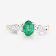 Bids.com 0.82 Carat Genuine Zambian Emerald and White Diamond 14K Yellow Gold Ring Rings White Smoke size 6.00,size 7.00,size 8.00