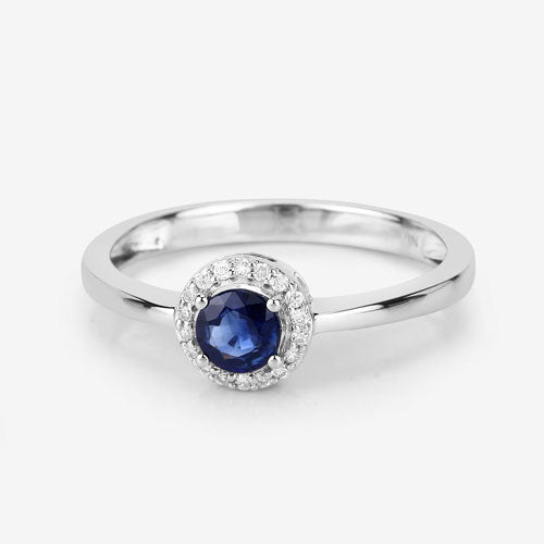 Bids.com 0.52 Carat Genuine Blue Sapphire and White Diamond 14K White Gold Ring Rings Light Gray size 6.00,size 7.00,size 8.00,size 9.00