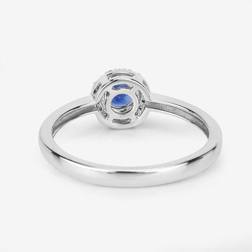 Bids.com 0.52 Carat Genuine Blue Sapphire and White Diamond 14K White Gold Ring Rings White Smoke size 6.00,size 7.00,size 8.00,size 9.00