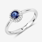 Bids.com 0.52 Carat Genuine Blue Sapphire and White Diamond 14K White Gold Ring Rings White Smoke size 6.00,size 7.00,size 8.00,size 9.00