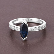 Bids.com 1.44 Carat Genuine Blue Sapphire and White Diamond 14K White Gold Ring Rings Dim Gray size 6.00,size 7.00,size 8.00,size 9.00