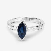 Bids.com 1.44 Carat Genuine Blue Sapphire and White Diamond 14K White Gold Ring Rings White Smoke size 6.00,size 7.00,size 8.00,size 9.00