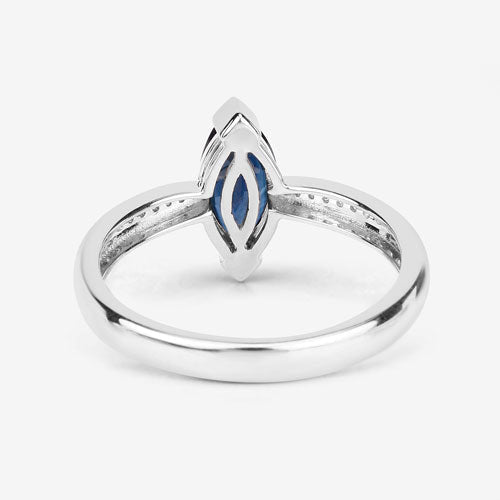 Bids.com 1.44 Carat Genuine Blue Sapphire and White Diamond 14K White Gold Ring Rings White Smoke size 6.00,size 7.00,size 8.00,size 9.00