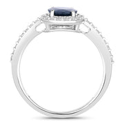 Bids.com 1.82 Carat Genuine Blue Sapphire and White Diamond 14K White Gold Ring Rings White Smoke size 6.00,size 7.00,size 8.00