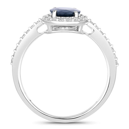 Bids.com 1.82 Carat Genuine Blue Sapphire and White Diamond 14K White Gold Ring Rings White Smoke size 6.00,size 7.00,size 8.00