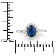 Bids.com 1.82 Carat Genuine Blue Sapphire and White Diamond 14K White Gold Ring Rings White Smoke size 6.00,size 7.00,size 8.00